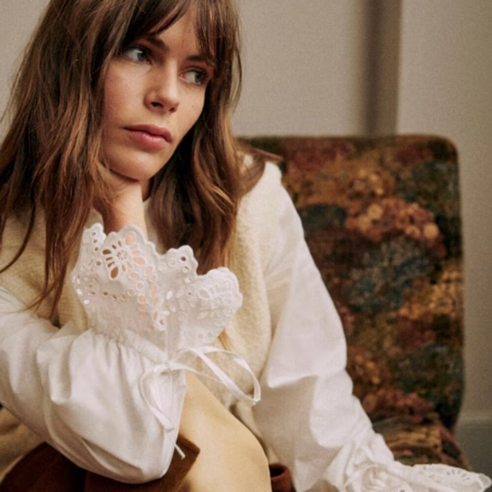 Sezane Faria Shirt Ecru - Size 2